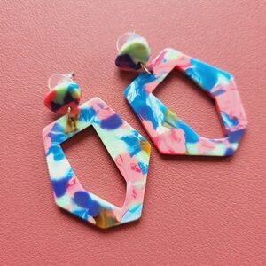 Multicolor Geometric Acrylic Earrings